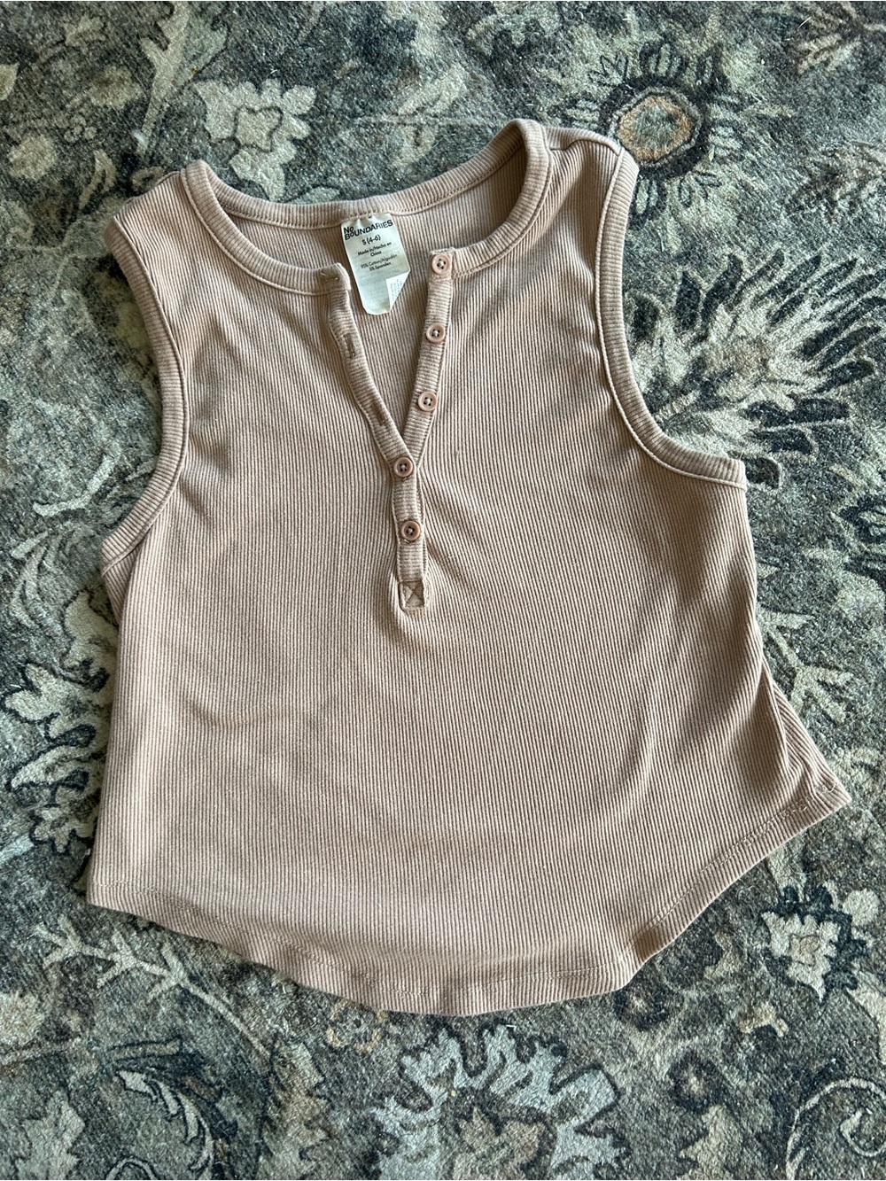 No Boundaries Ribbed Henley Tank Top – Size S (4–6) Dusty Mauve